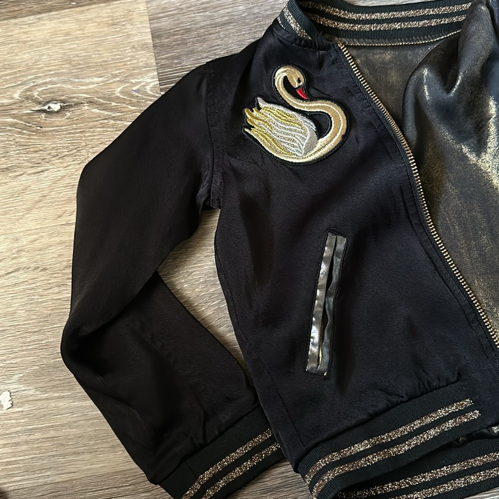 Little Marc Jacobs Star Swan Satin Reversible Black Gold Jacket Size 4 Kids New! - Picture 9 of 16